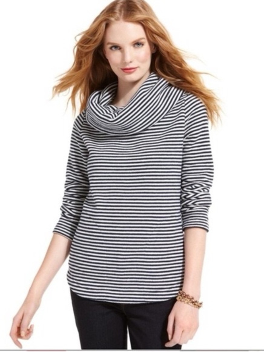 Tommy Hilfiger Athluxe Womens Cowl Neck Sweater Size L Striped